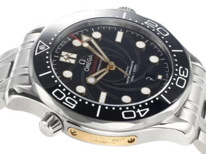 Seamaster Diver 300 Stainless Steel 'James Bond' (42mm) watch, featuring a black dial and stainless steel bracelet.