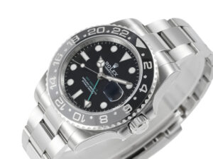 GMT-Master II 'Bruce Wayne' Stainless Steel on Oyster bracelet, 40mm case with black and gray bezel, black dial.