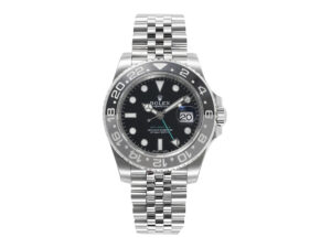 GMT-Master II Stainless Steel 'Bruce Wayne' on Jubilee (40mm) with black dial, blue-black bezel, and date display.