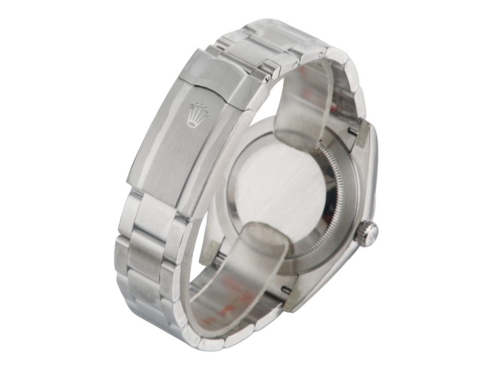 Back view of Oyster Perpetual 41 Stainless Steel with Beige Dial, showcasing clasp and bracelet.