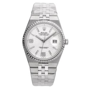 Land Dweller 40 white honeycomb dial fluted bezel jubilee bracelet